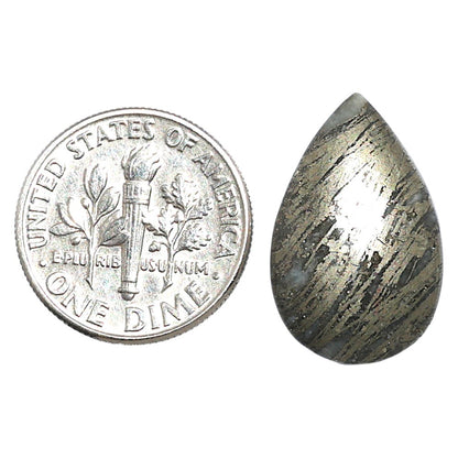 Natural Feder Pyrite 13x20.3x4.7 mm Pear Shape Polished Gemstone LS160-09277