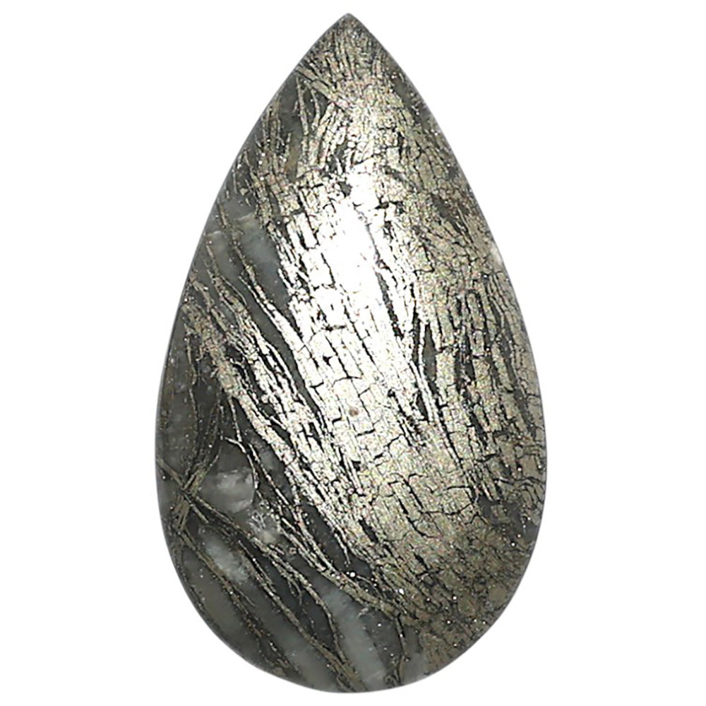Natural Feder Pyrite 16x27.55x4 mm Pear Shape Polished Gemstone LS160-09278