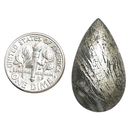 Natural Feder Pyrite 16x27.55x4 mm Pear Shape Polished Gemstone LS160-09278
