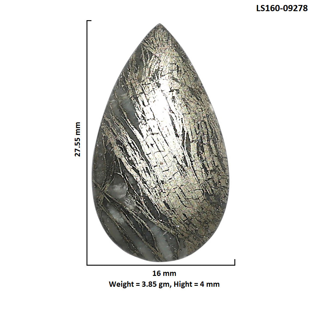 Natural Feder Pyrite 16x27.55x4 mm Pear Shape Polished Gemstone LS160-09278