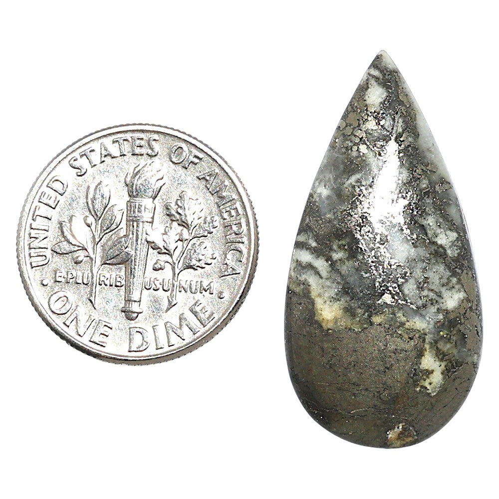 Natural Feder Pyrite 14.5x29.1x5 mm Pear Shape Polished Gemstone LS160-09280
