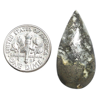 Natural Feder Pyrite 14.5x29.1x5 mm Pear Shape Polished Gemstone LS160-09280