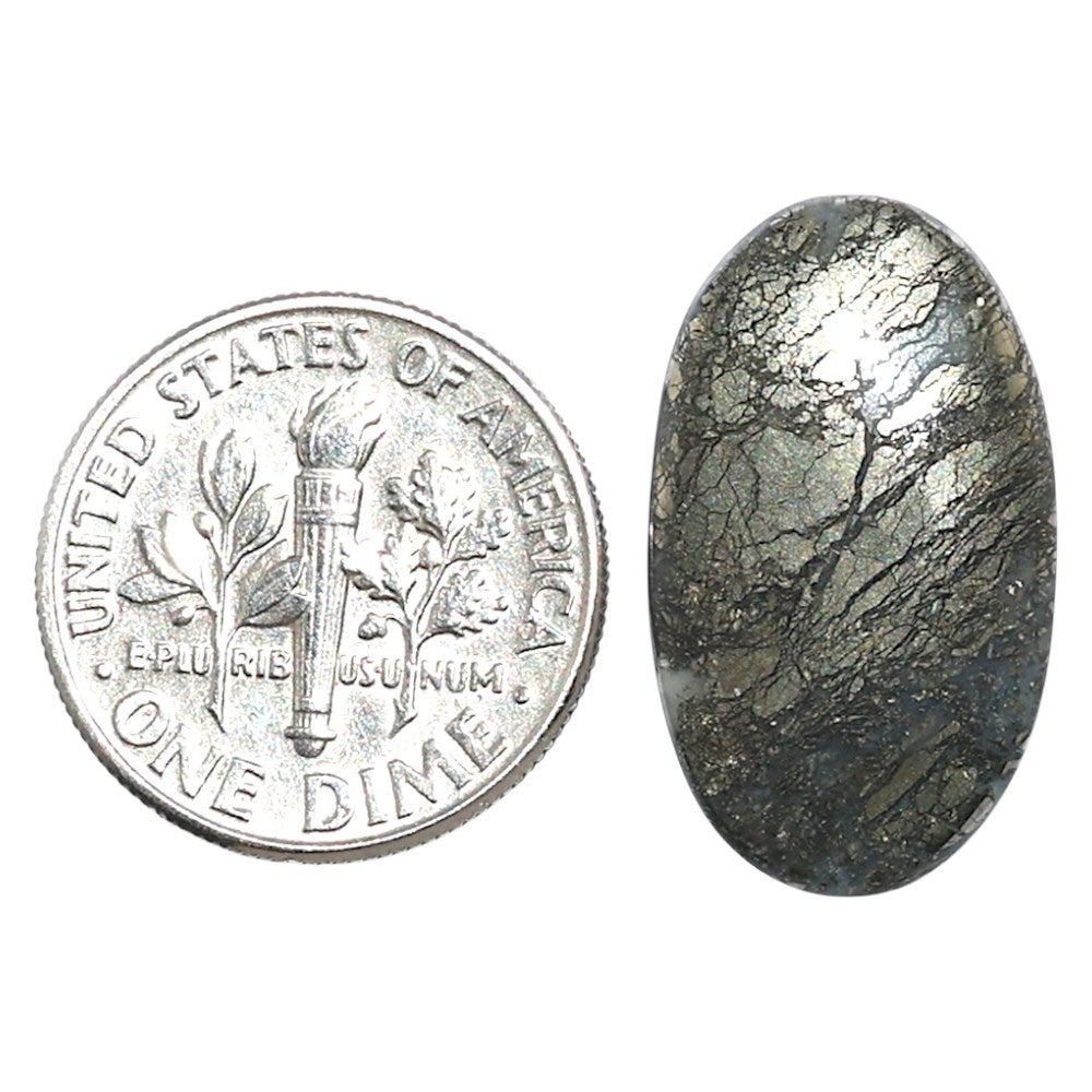Natural Feder Pyrite 12.7x21.75x4 mm Oval Shape Polished Gemstone LS160-09281