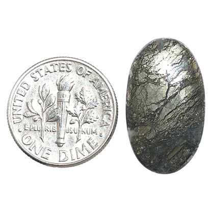 Natural Feder Pyrite 12.7x21.75x4 mm Oval Shape Polished Gemstone LS160-09281