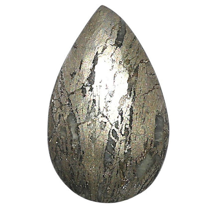 Natural Feder Pyrite 14.2x23.4x4.4 mm Pear Shape Polished Gemstone LS160-09282