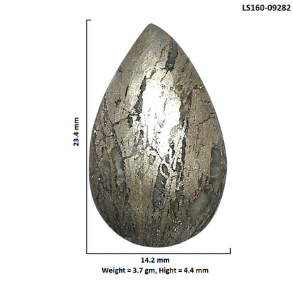Natural Feder Pyrite 14.2x23.4x4.4 mm Pear Shape Polished Gemstone LS160-09282