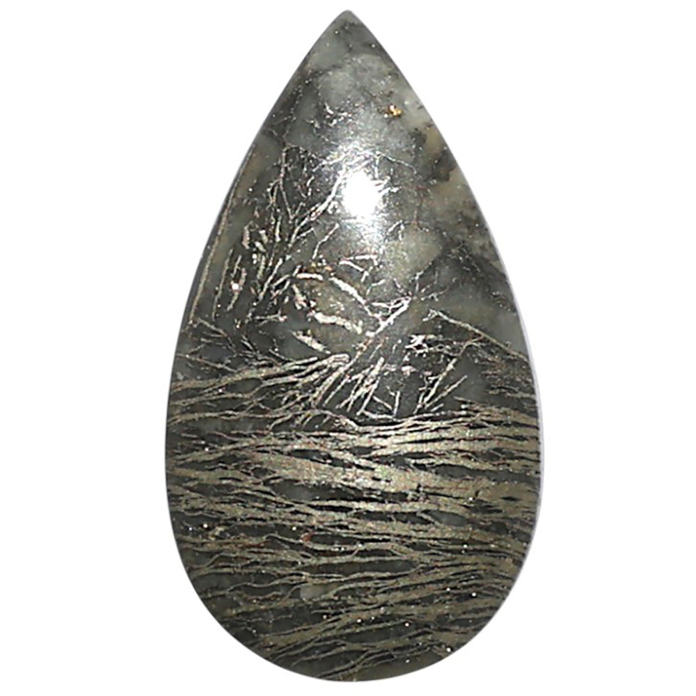 Natural Feder Pyrite 14.1x25.15x3.5 mm Pear Shape Polished Gemstone LS160-09283
