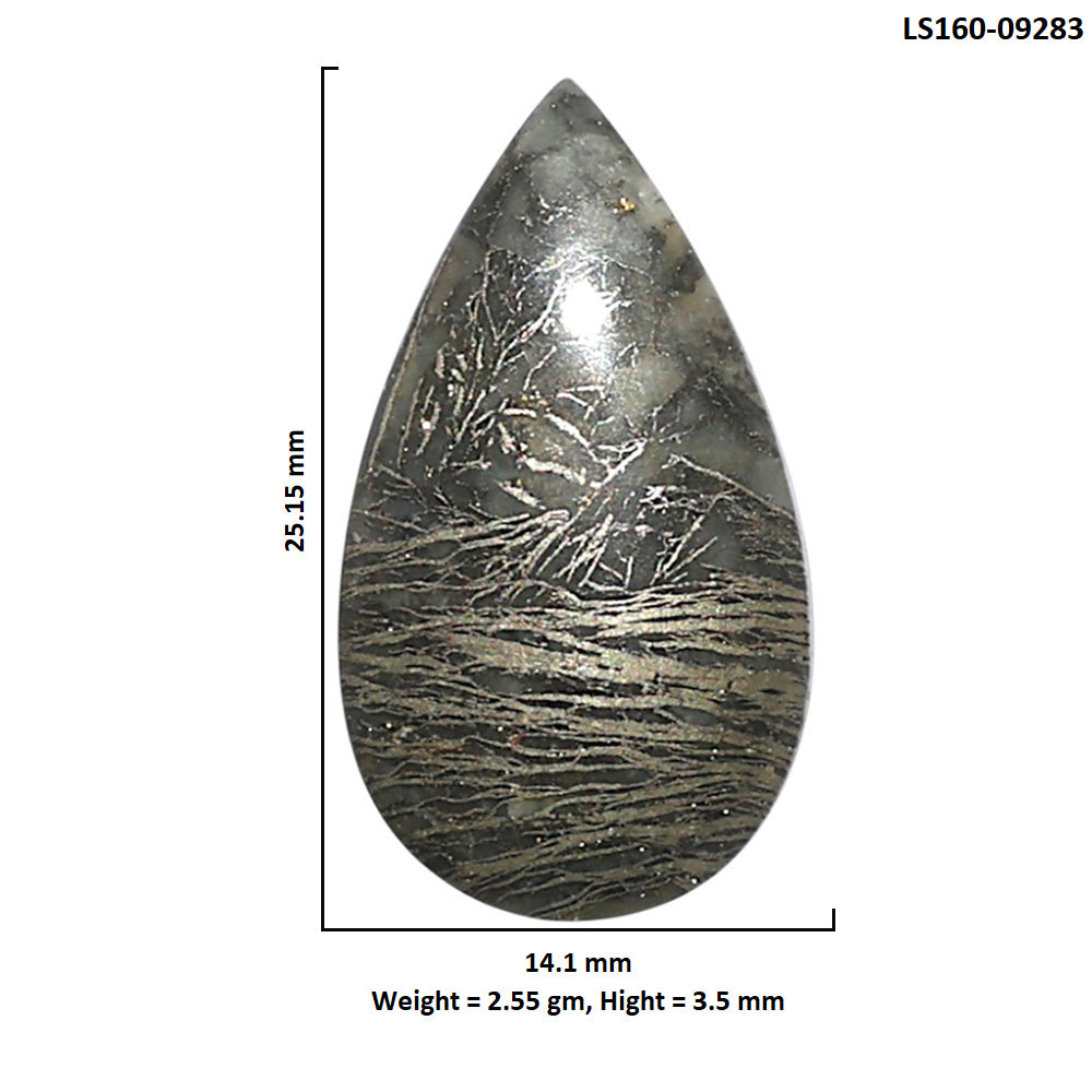 Natural Feder Pyrite 14.1x25.15x3.5 mm Pear Shape Polished Gemstone LS160-09283