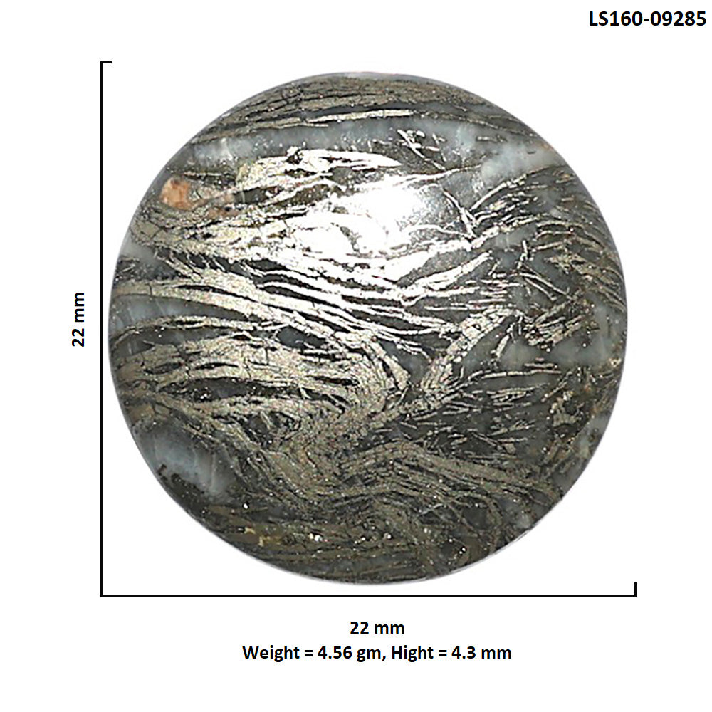 Natural Feder Pyrite 22x22x4.3 mm Round Shape Polished Gemstone LS160-09285