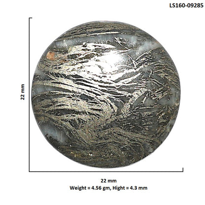 Natural Feder Pyrite 22x22x4.3 mm Round Shape Polished Gemstone LS160-09285