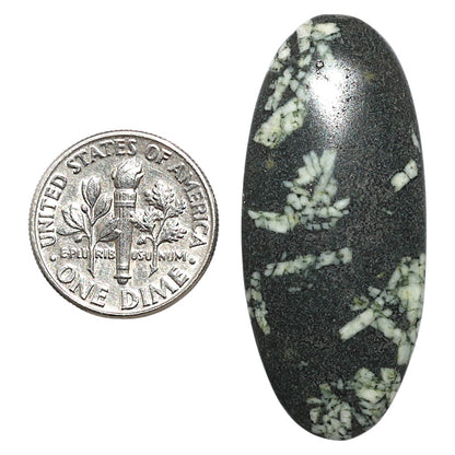 Natural Chinese Writing Stone 17.5x40x5 mm Oval Shape Polished Gemstone LS162-09314