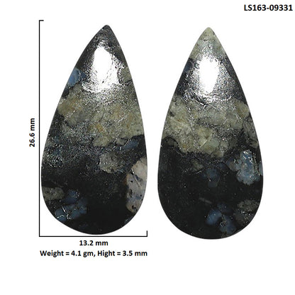 Natural Llanite Blue Opal Crystal Sphere 13.2x26.6x3.5 mm Pear Shape Polished Gemstone LS163-09331