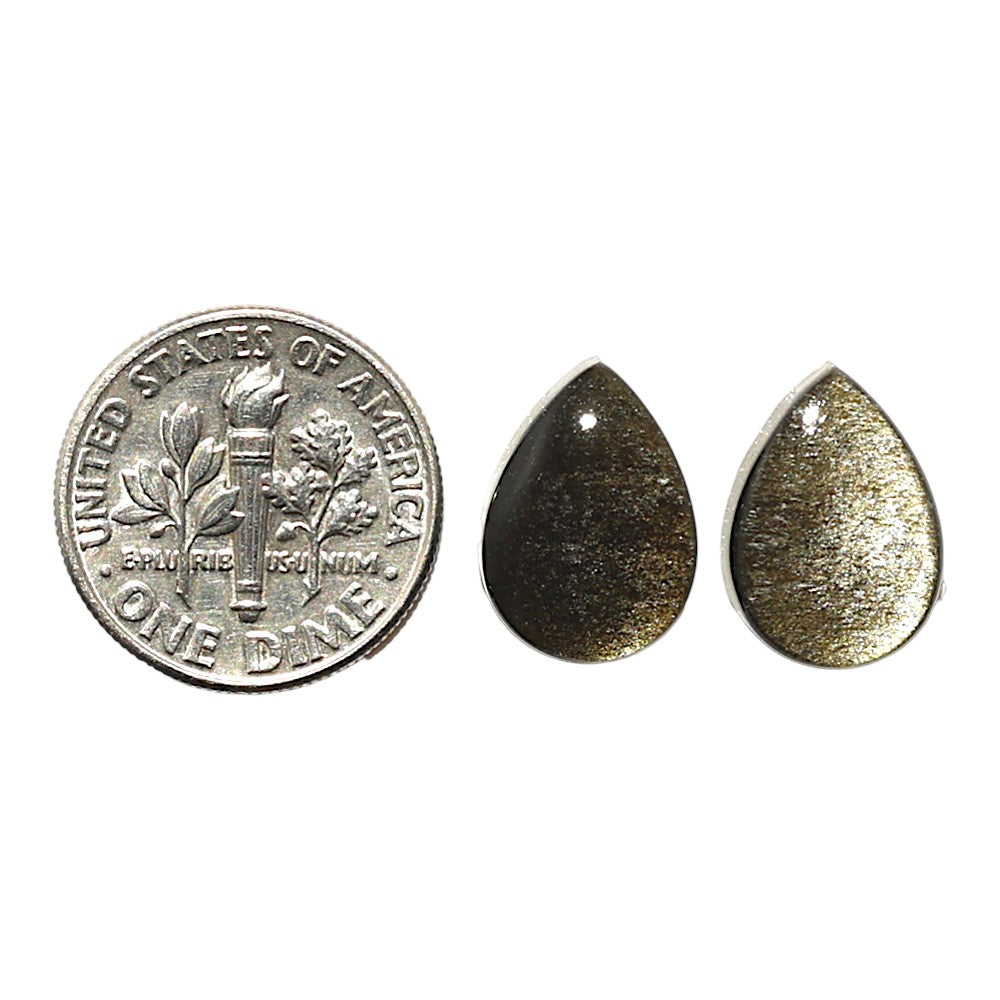 Natural Silver Obsidian 10x14x4 mm Pear Shape Polished Gemstone LS164-010232