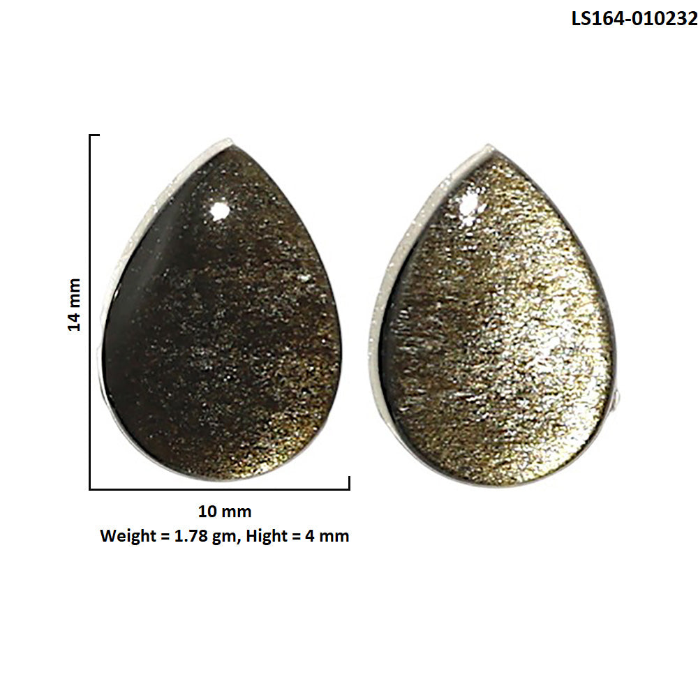Natural Silver Obsidian 10x14x4 mm Pear Shape Polished Gemstone LS164-010232