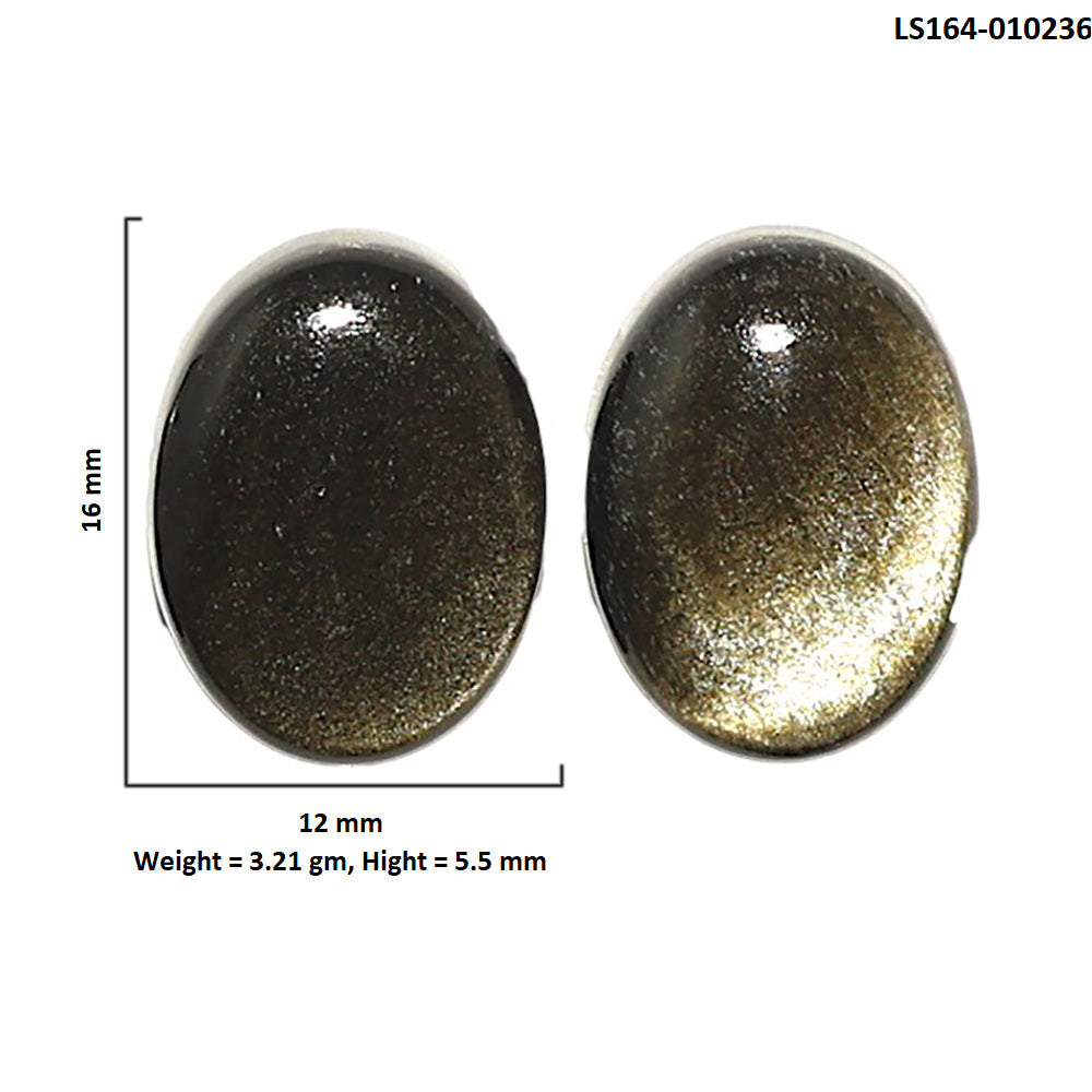 Natural Silver Obsidian 12x16x5.5 mm Oval Shape Polished Gemstone LS164-010236