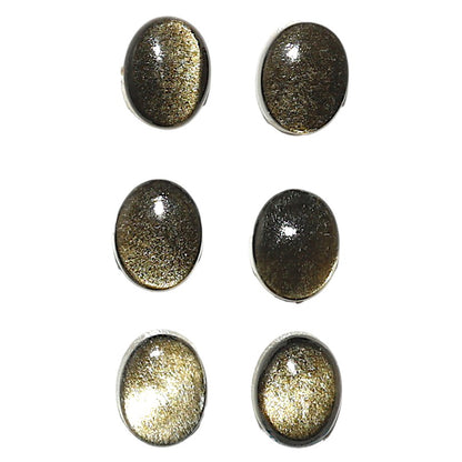 Natural Silver Obsidian 7x9x3 mm Oval Shape Polished Gemstone Set of 6 LS164-010247