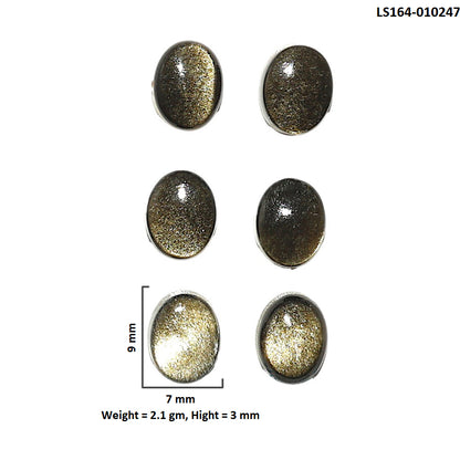 Natural Silver Obsidian 7x9x3 mm Oval Shape Polished Gemstone Set of 6 LS164-010247