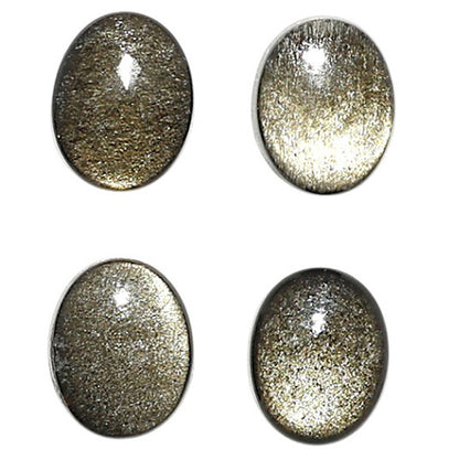 Natural Silver Obsidian 7x9x3.5 mm Oval Shape Polished Gemstone Set of 4 LS164-09351