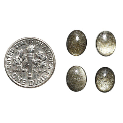 Natural Silver Obsidian 7x9x3.5 mm Oval Shape Polished Gemstone Set of 4 LS164-09351