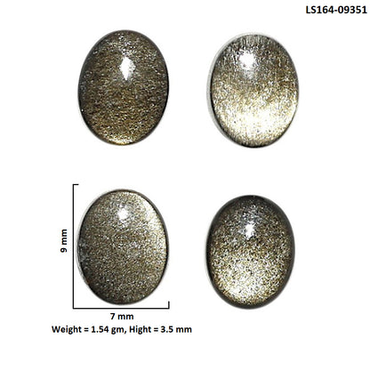Natural Silver Obsidian 7x9x3.5 mm Oval Shape Polished Gemstone Set of 4 LS164-09351