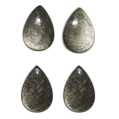 Natural Silver Obsidian 8x12x4 mm Pear Shape Polished Gemstone Set of 4 LS164-09352