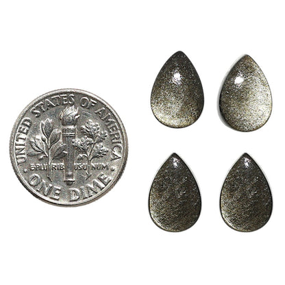 Natural Silver Obsidian 8x12x4 mm Pear Shape Polished Gemstone Set of 4 LS164-09352