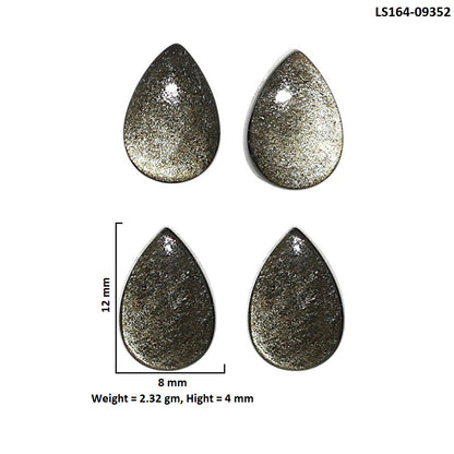 Natural Silver Obsidian 8x12x4 mm Pear Shape Polished Gemstone Set of 4 LS164-09352