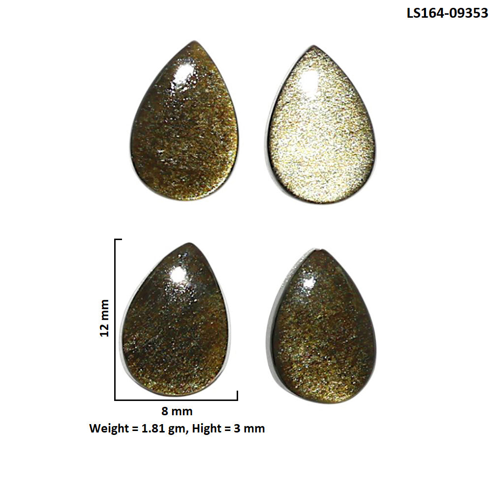 Natural Silver Obsidian 8x12x3 mm Pear Shape Polished Gemstone Set of 4 LS164-09353