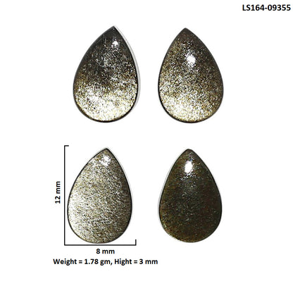 Natural Silver Obsidian 8x12x3 mm Pear Shape Polished Gemstone Set of 4 LS164-09355