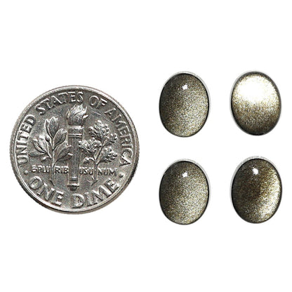 Natural Silver Obsidian 7x9x3.7 mm Oval Shape Polished Gemstone Set of 4 LS164-09356