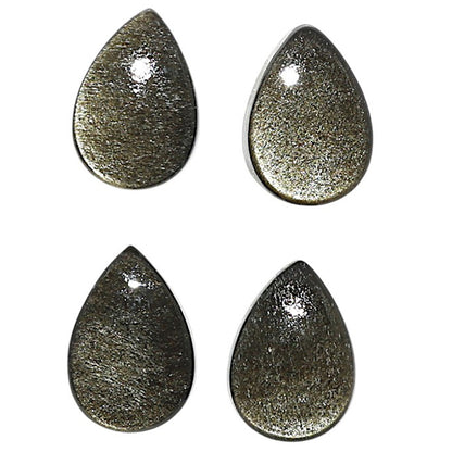 Natural Silver Obsidian 8x12x4 mm Pear Shape Polished Gemstone Set of 4 LS164-09357