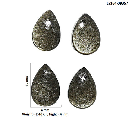 Natural Silver Obsidian 8x12x4 mm Pear Shape Polished Gemstone Set of 4 LS164-09357