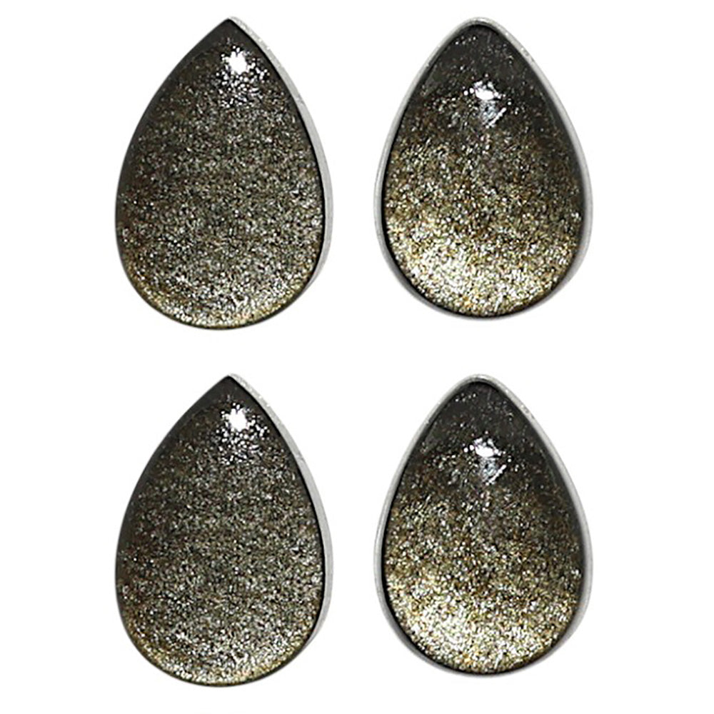 Natural Silver Obsidian 8x12x4 mm Pear Shape Polished Gemstone Set of 4 LS164-09358
