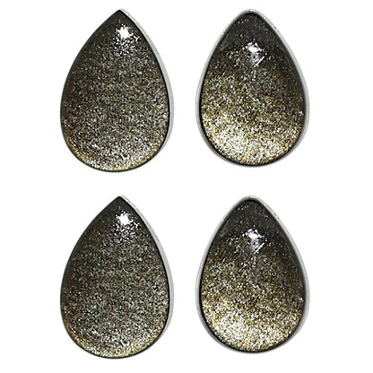Natural Silver Obsidian 8x12x4 mm Pear Shape Polished Gemstone Set of 4 LS164-09358