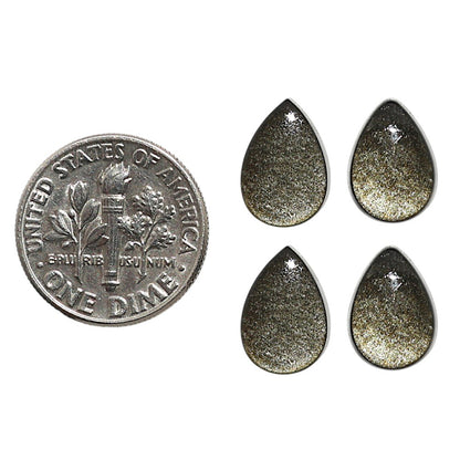 Natural Silver Obsidian 8x12x4 mm Pear Shape Polished Gemstone Set of 4 LS164-09358