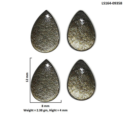 Natural Silver Obsidian 8x12x4 mm Pear Shape Polished Gemstone Set of 4 LS164-09358