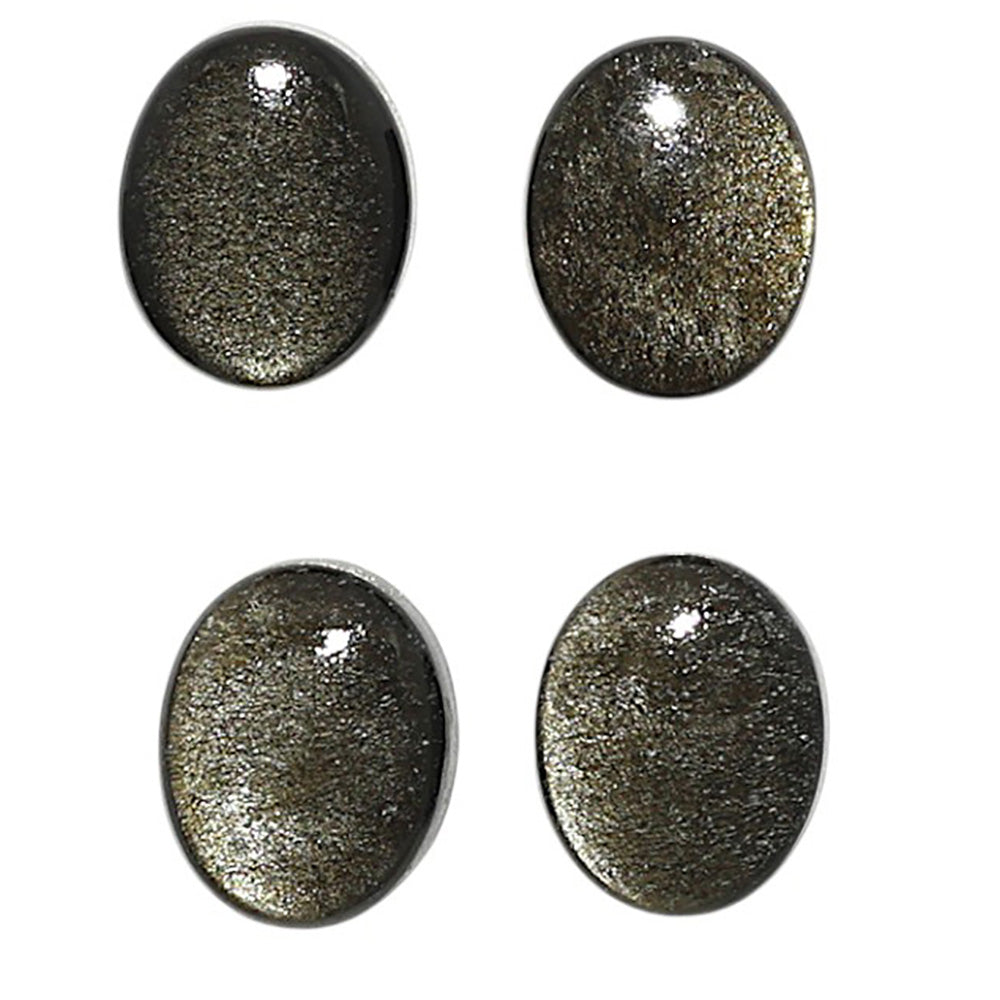 Natural Silver Obsidian 8x10x4 mm Oval Shape Polished Gemstone Set of 4 LS164-09360