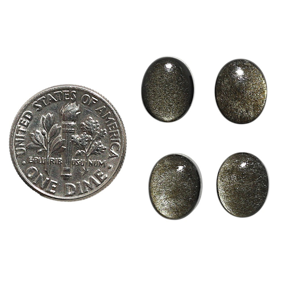 Natural Silver Obsidian 8x10x4 mm Oval Shape Polished Gemstone Set of 4 LS164-09360
