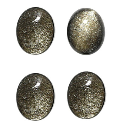 Natural Silver Obsidian 8x10x4 mm Oval Shape Polished Gemstone Set of 4 LS164-09361