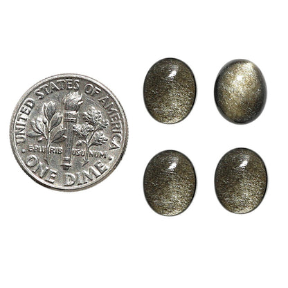 Natural Silver Obsidian 8x10x4 mm Oval Shape Polished Gemstone Set of 4 LS164-09361
