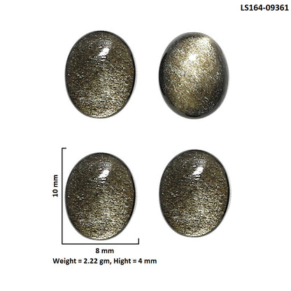 Natural Silver Obsidian 8x10x4 mm Oval Shape Polished Gemstone Set of 4 LS164-09361