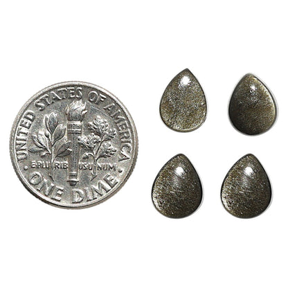 Natural Silver Obsidian 7x9x2.5 mm Pear Shape Polished Gemstone Set of 4 LS164-09362