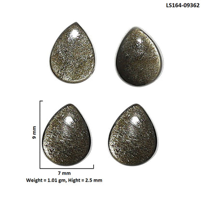 Natural Silver Obsidian 7x9x2.5 mm Pear Shape Polished Gemstone Set of 4 LS164-09362