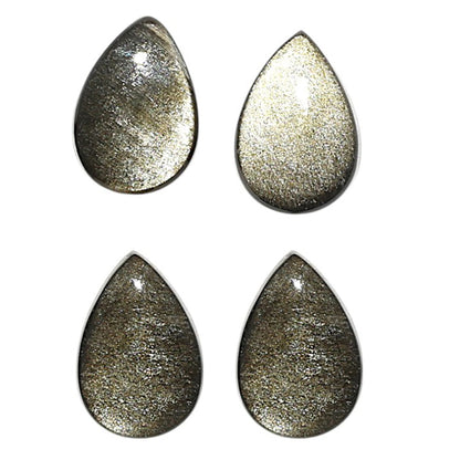 Natural Silver Obsidian 8x12x4 mm Pear Shape Polished Gemstone Set of 4 LS164-09363