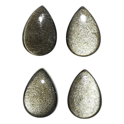 Natural Silver Obsidian 8x12x3.5 mm Pear Shape Polished Gemstone Set of 4 LS164-09364