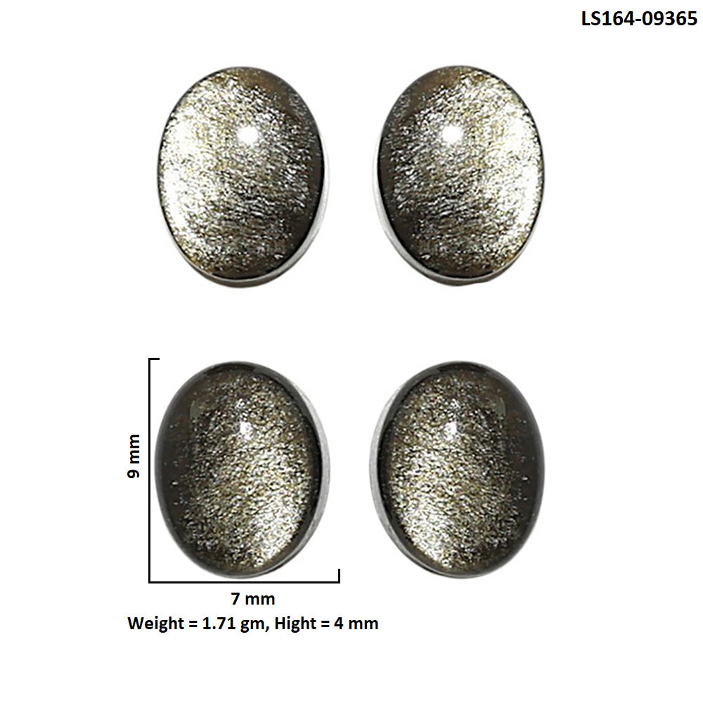 Natural Silver Obsidian 7x9x4 mm Oval Shape Polished Gemstone Set of 4 LS164-09365