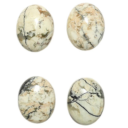 Natural Authentic White Buffalo Turquoise Nevada 8x10x4 mm Oval Shape Polished Gemstone Set of 4 LS165-09430