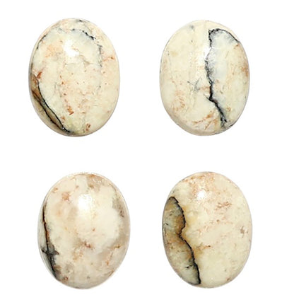 Natural Authentic White Buffalo Turquoise Nevada 7x9x2.3 mm Oval Shape Polished Gemstone Set of 4 LS165-09431