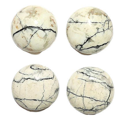 Natural Authentic White Buffalo Turquoise Nevada 10x10x4 mm Round Shape Polished Gemstone Set of 4 LS165-09439