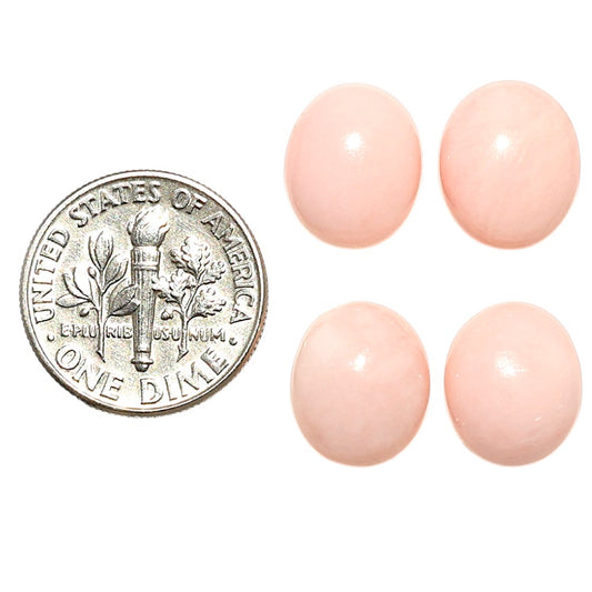 Natural Pink Opal 10x12x4.5 mm Oval Shape Polished Gemstone Set of 4 LS166-09459